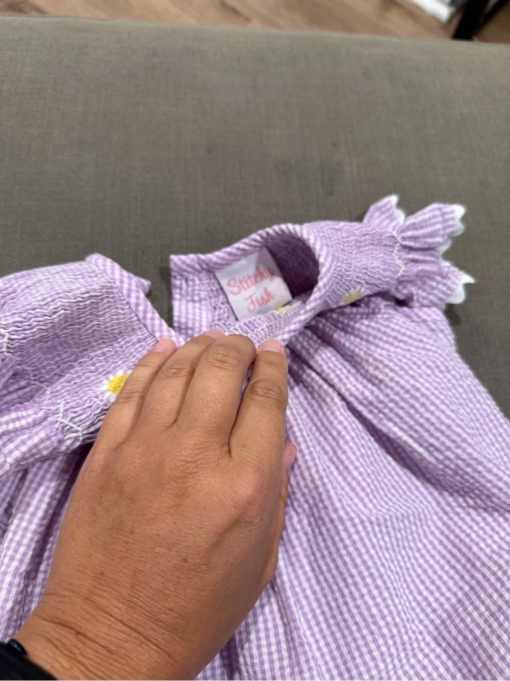 Stitchy Fish Lavender Seersucker Dress - Lavender